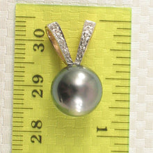 Load image into Gallery viewer, 14k Solid Yellow Gold Rabbit-Ear &amp; Diamond Black Tahitian Pearl Pendant