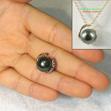 Load image into Gallery viewer, 14k Yellow Gold “S” Bale &amp; Diamond Peacock Tahitian Pearl Pendant Necklace