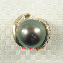 Load image into Gallery viewer, 14k Yellow Gold “S” Bale &amp; Diamond Peacock Tahitian Pearl Pendant Necklace
