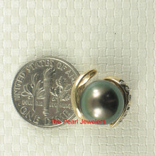 Load image into Gallery viewer, 14k Yellow Gold “S” Bale &amp; Diamond Peacock Tahitian Pearl Pendant Necklace