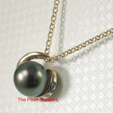 Load image into Gallery viewer, 14k Yellow Gold “S” Bale &amp; Diamond Peacock Tahitian Pearl Pendant Necklace