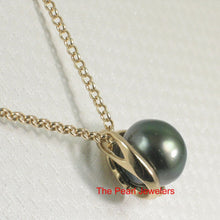 Load image into Gallery viewer, 14k Yellow Gold “S” Bale &amp; Diamond Peacock Tahitian Pearl Pendant Necklace