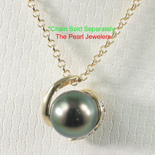 Load image into Gallery viewer, 14k Yellow Gold “S” Bale &amp; Diamond Peacock Tahitian Pearl Pendant Necklace