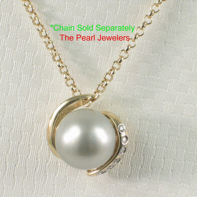 14k Solid Yellow Gold “S” Bale & Diamond Silver-Tone Tahitian Pearl Pendant