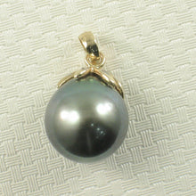 Load image into Gallery viewer, 14k Yellow Gold Star-Bale &amp; Diamond Semi-Round Tahitian Pearl Pendant