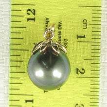 Load image into Gallery viewer, 14k Yellow Gold Star-Bale &amp; Diamond Semi-Round Tahitian Pearl Pendant