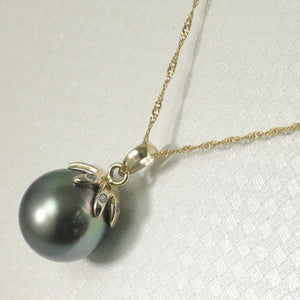 14k Yellow Gold Star-Bale & Diamond Semi-Round Tahitian Pearl Pendant
