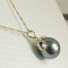 Load image into Gallery viewer, 14k Yellow Gold Star-Bale &amp; Diamond Semi-Round Tahitian Pearl Pendant