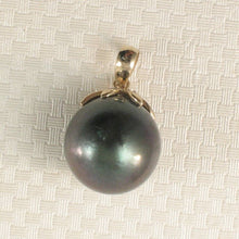 Load image into Gallery viewer, 14k Solid Yellow Gold Star-Bale &amp; Diamond Baroque Black Tahitian Pearl Pendant