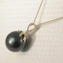 Load image into Gallery viewer, 14k Solid Yellow Gold Star-Bale &amp; Diamond Baroque Black Tahitian Pearl Pendant