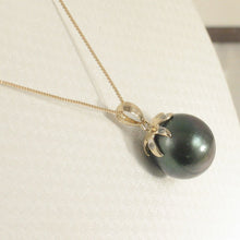Load image into Gallery viewer, 14k Solid Yellow Gold Star-Bale &amp; Diamond Baroque Black Tahitian Pearl Pendant