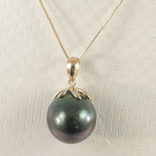 Load image into Gallery viewer, 14k Solid Yellow Gold Star-Bale &amp; Diamond Baroque Black Tahitian Pearl Pendant