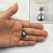 Load image into Gallery viewer, 14k Yellow Gold “X” Bale &amp; Diamond Baroque Tahitian Pearl Pendant