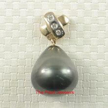Load image into Gallery viewer, 14k Yellow Gold “X” Bale &amp; Diamond Baroque Tahitian Pearl Pendant