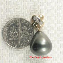 Load image into Gallery viewer, 14k Yellow Gold “X” Bale &amp; Diamond Baroque Tahitian Pearl Pendant