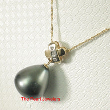 Load image into Gallery viewer, 14k Yellow Gold “X” Bale &amp; Diamond Baroque Tahitian Pearl Pendant