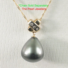 Load image into Gallery viewer, 14k Yellow Gold “X” Bale &amp; Diamond Baroque Tahitian Pearl Pendant