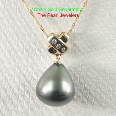 14k Yellow Gold “X” Bale & Diamond Baroque Tahitian Pearl Pendant