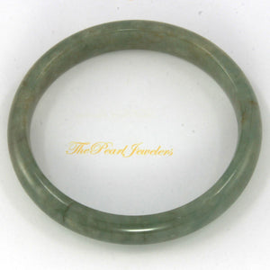 A Grade Bean Green Jadeite Modern Round Solid Bangle – 11mm Width