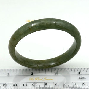 A Grade Bean Green Jadeite Modern Round Solid Bangle – 11mm Width