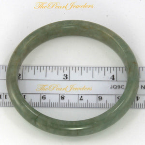 A Grade Bean Green Jadeite Modern Round Solid Bangle – 11mm Width