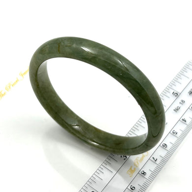 A Grade Bean Green Jadeite Modern Round Solid Bangle – 11mm Width
