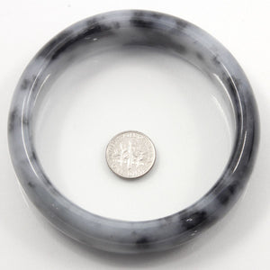 A Grade Black-White Jadeite Hand-Carved Cabochon Bangle – 21mm Width