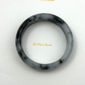 A Grade Black-White Jadeite Hand-Carved Cabochon Bangle – 21mm Width