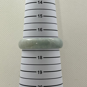 A Grade Celadon Green Jadeite Hand-Carved Oval Bangle – 15mm Width