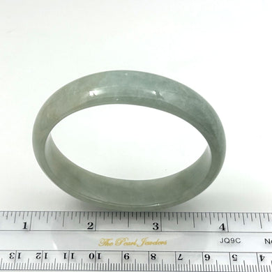 A Grade Celadon Green Jadeite Hand-Carved Oval Bangle – 15mm Width