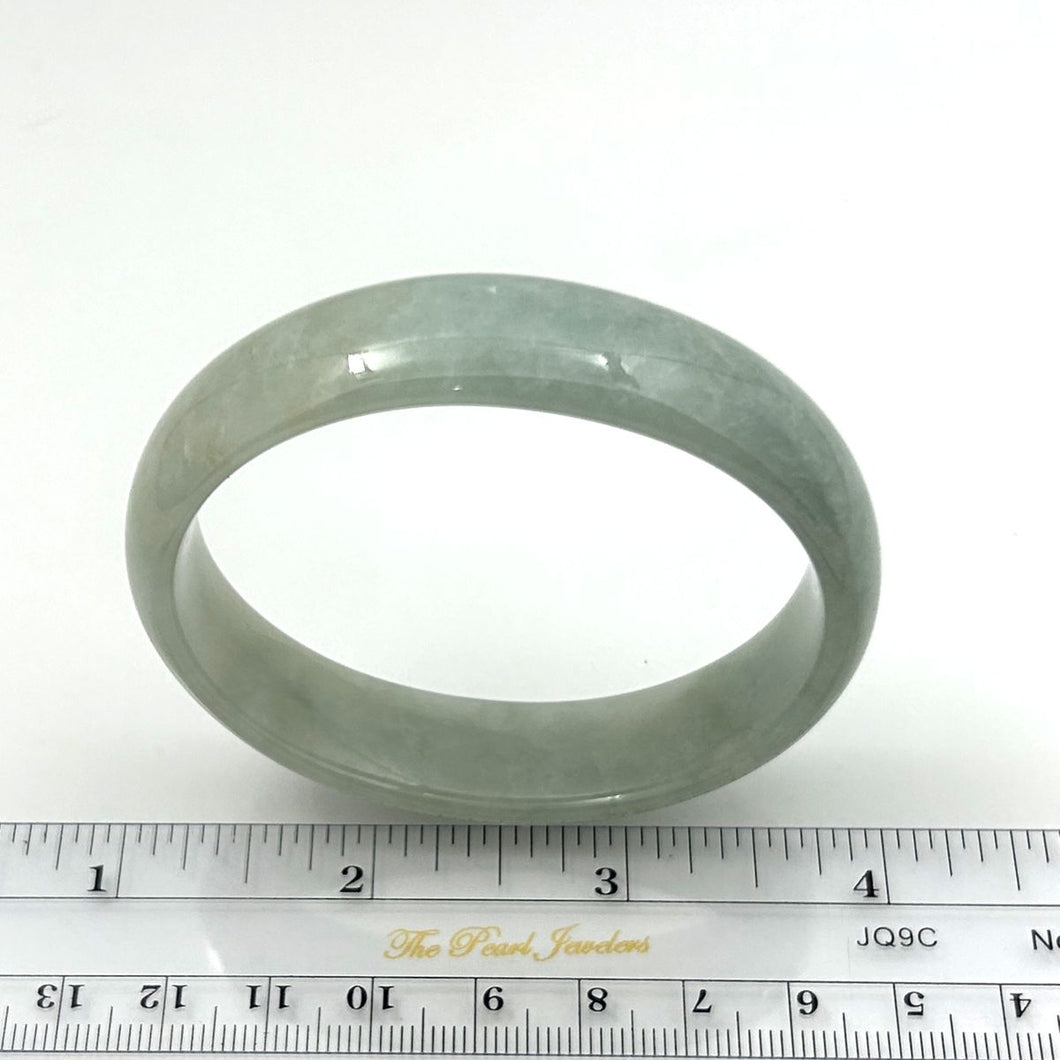 A Grade Celadon Green Jadeite Hand-Carved Oval Bangle – 15mm Width