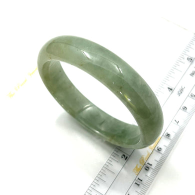 A Grade Celadon Green Jadeite Modern Round Solid Bangle – 13mm Width