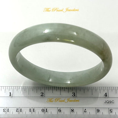 A Grade Celadon Green Jadeite Modern Round Solid Bangle – 13mm Width