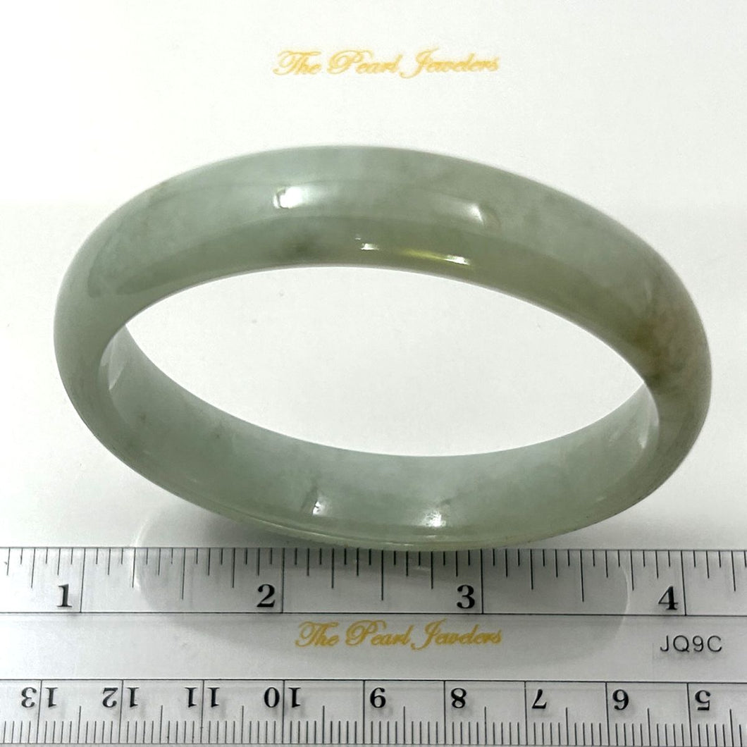A Grade Celadon Green Jadeite Modern Round Solid Bangle – 13mm Width