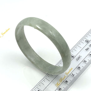 A Grade Celadon White Jadeite Hand-Carved Bangle – 52mm Inner Diameter