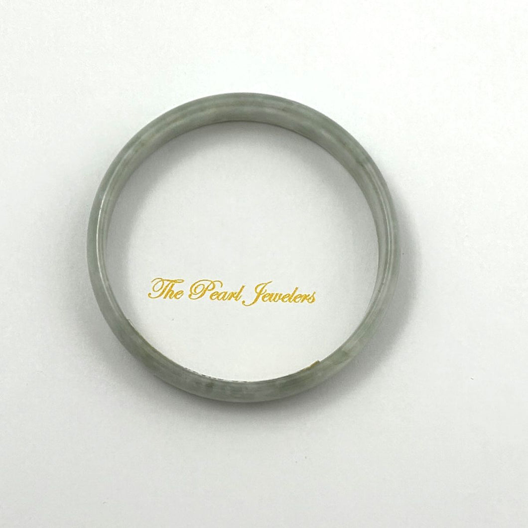 A Grade Celadon White Jadeite Hand-Carved Bangle – 52mm Inner Diameter