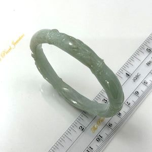 A Grade Green Jadeite Hand-Carved Bamboo Bangle – 9mm Width