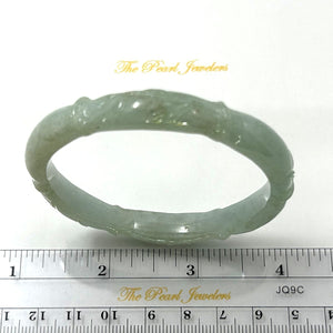 A Grade Green Jadeite Hand-Carved Bamboo Bangle – 9mm Width