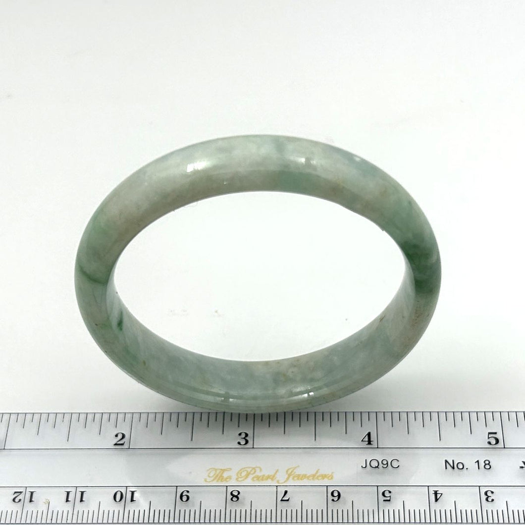 A Grade Green Jadeite Hand-Carved Bangle – 12mm Width
