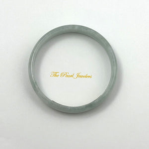 A Grade Ice Pale Green Jadeite Hand-Carved Cabochon Bangle – 12mm Width