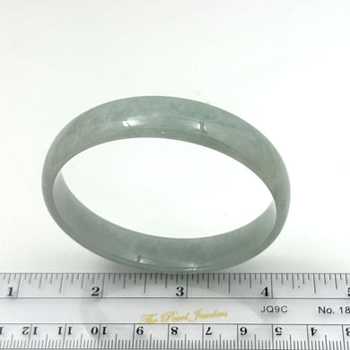 A Grade Ice Pale Green Jadeite Hand-Carved Cabochon Bangle – 12mm Width