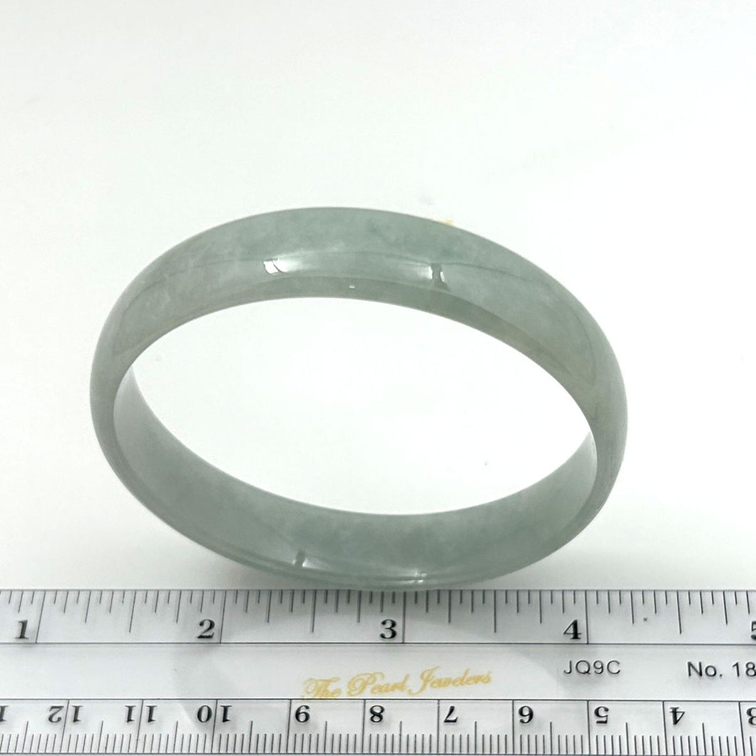A Grade Ice Pale Green Jadeite Hand-Carved Cabochon Bangle – 12mm Width