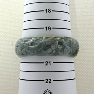 A Grade Pale Green Jadeite Hand-Carved Dragon & Phoenix Bangle – 22mm Width