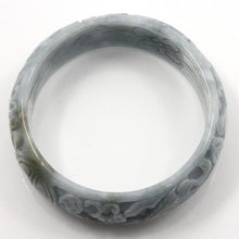Load image into Gallery viewer, A Grade Pale Green Jadeite Hand-Carved Dragon &amp; Phoenix Bangle – 22mm Width