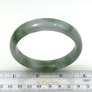 A Grade Pale Green Jadeite Hand-Carved Modern Round Solid Bangle – 13mm Width