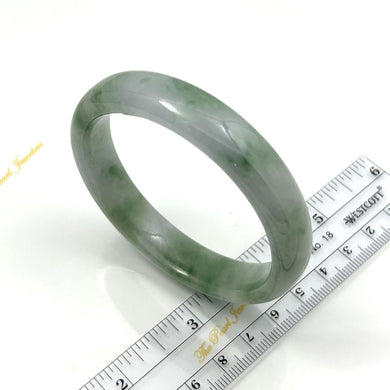 A Grade Pale Green Jadeite Hand-Carved Modern Round Solid Bangle – 13mm Width