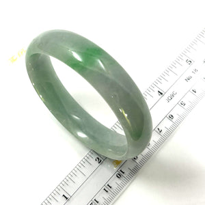 A Grade Pale Green Jadeite Hand-Carved Modern Solid Bangle – 15mm Width