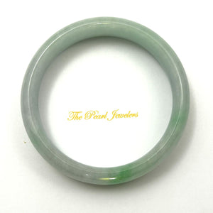 A Grade Pale Green Jadeite Hand-Carved Modern Solid Bangle – 15mm Width
