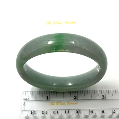 A Grade Pale Green Jadeite Hand-Carved Modern Solid Bangle – 15mm Width