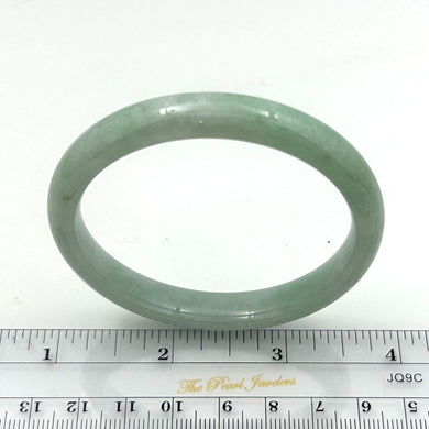 A Grade Pale Green Jadeite Modern Round Solid Bangle – 9mm Width